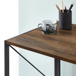 Scrivania lineare noce e nera 58x128cm in metallo e legno - Agliopi