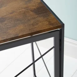 Scrivania lineare noce e nera 58x128cm in metallo e legno - Agliopi