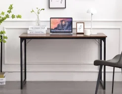 Scrivania lineare noce e nera 58x128cm in metallo e legno - Agliopi