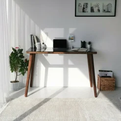 Scrivania lineare noce 110x60cm con piano in vetro - Melita
