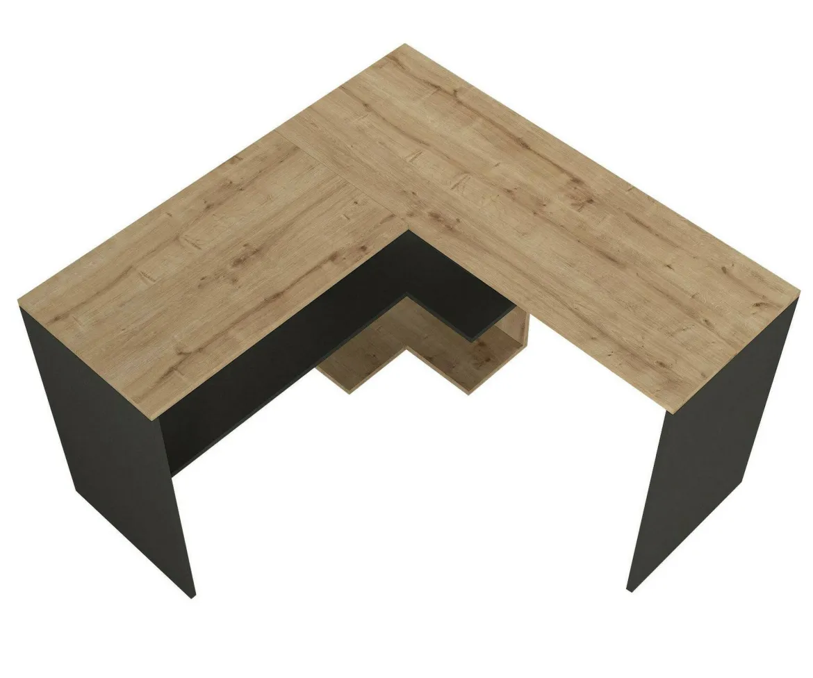 Scrivania lineare quercia e antracite 120x120cm - Emiliana