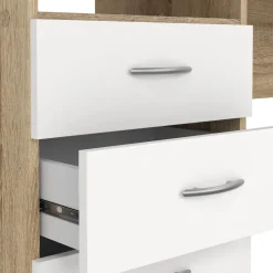 Scrivania lineare quercia e bianca 120x48cm con 3 cassetti - Andre