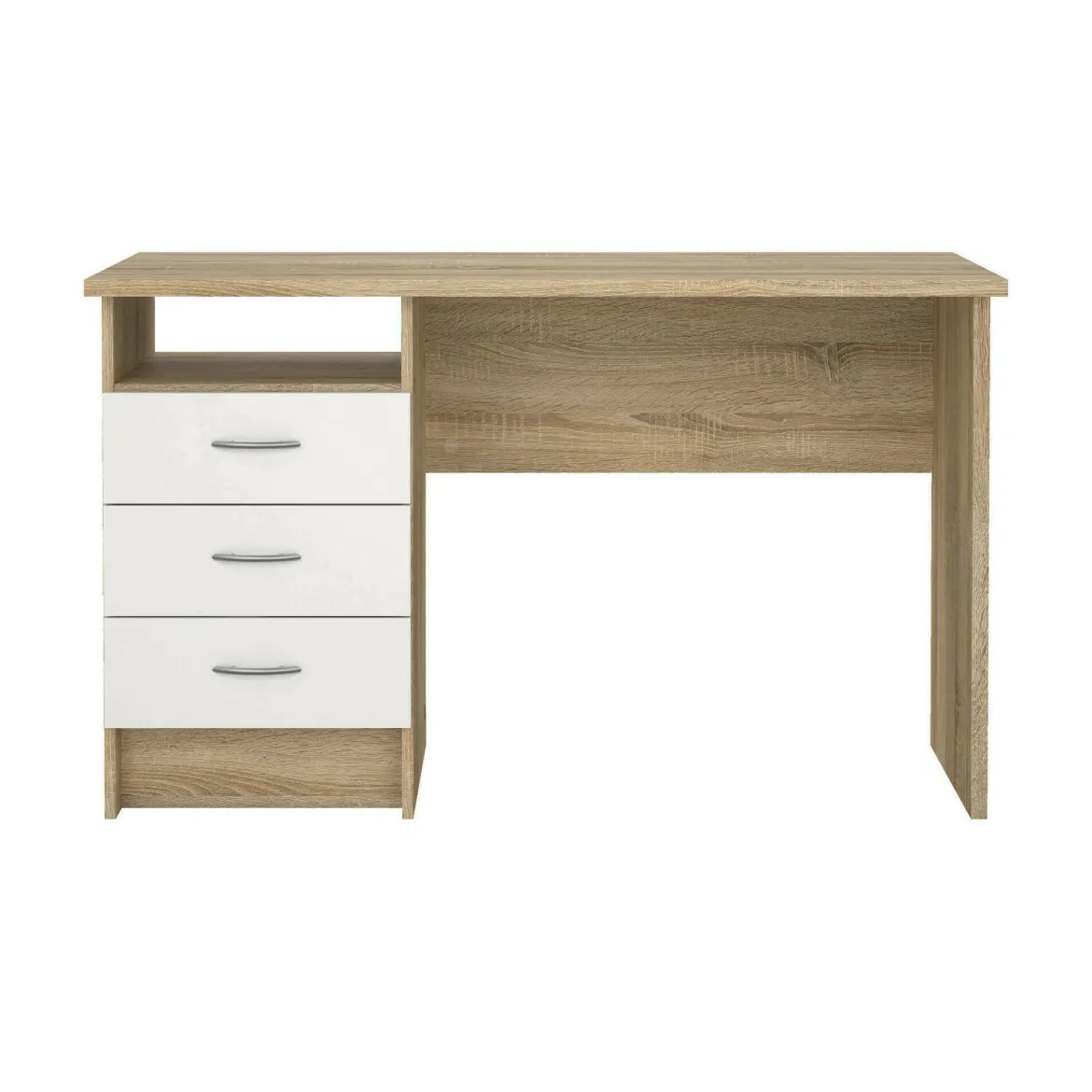 Scrivania lineare quercia e bianca 120x48cm con 3 cassetti - Andre