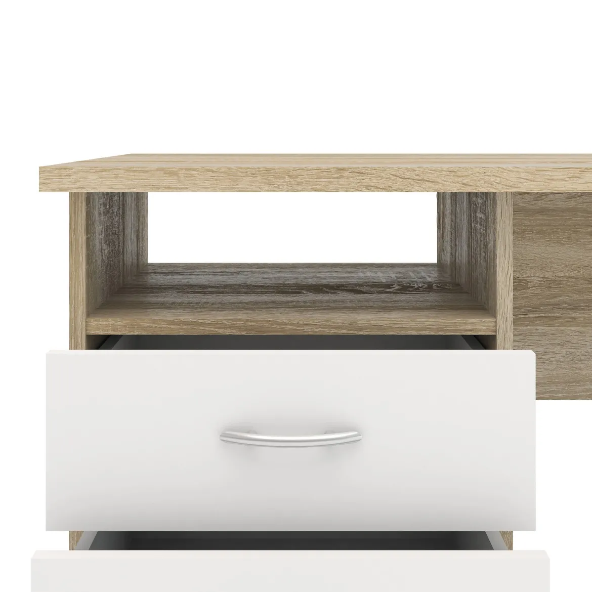 Scrivania lineare quercia e bianca 120x48cm con 3 cassetti - Andre