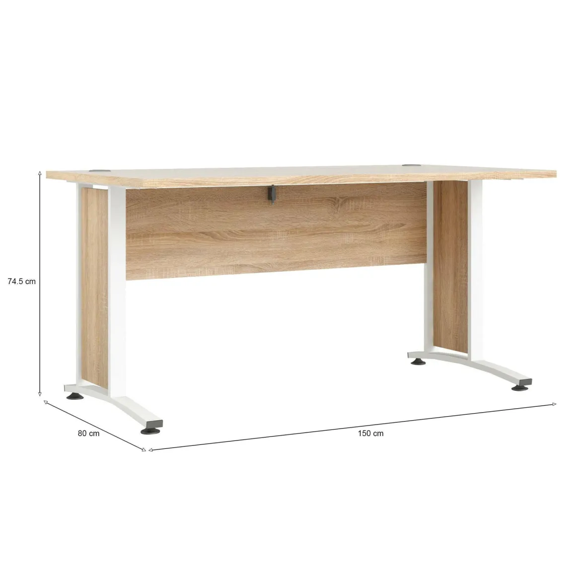 Scrivania lineare quercia e bianca 152x40cm con libreria - Angaga