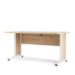 Scrivania lineare quercia e bianca 152x40cm con libreria - Angaga