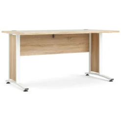Scrivania lineare quercia e bianca 152x40cm con libreria - Angaga
