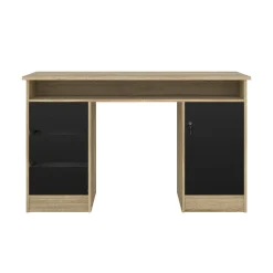 Scrivania lineare quercia e nera 126x55cm con 3 cassetti - Shanshan