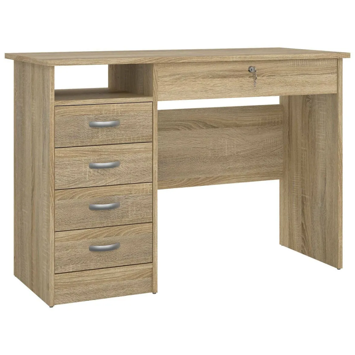 Scrivania lineare quercia 109x48cm con 4 cassetti - Amor