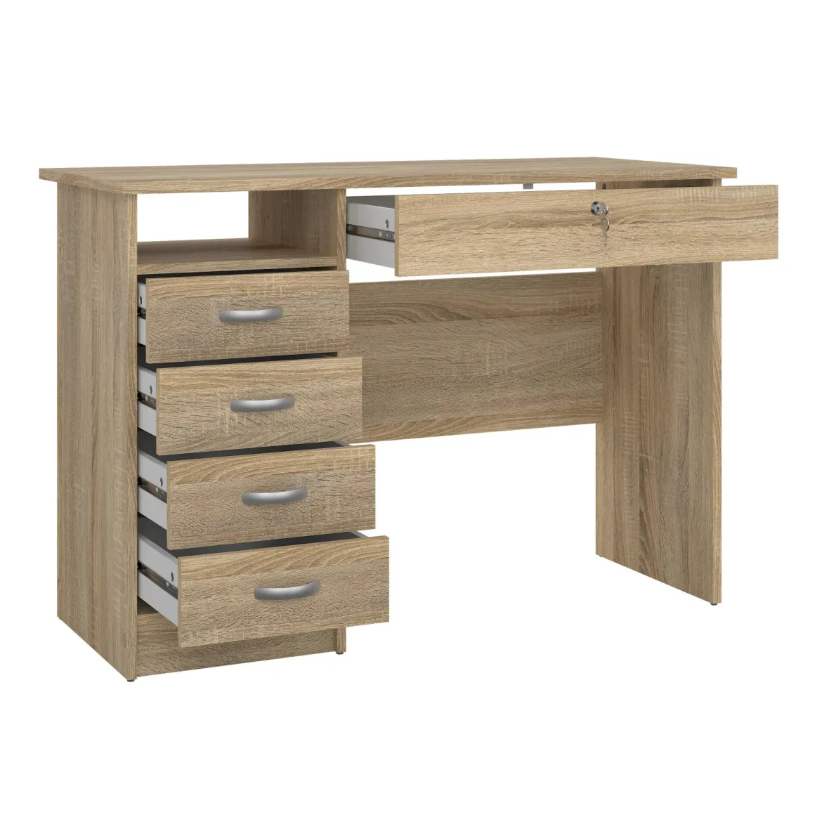 Scrivania lineare quercia 109x48cm con 4 cassetti - Amor