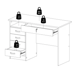 Scrivania lineare quercia 109x48cm con 4 cassetti - Amor