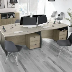 Scrivania lineare rovere e antracite 136x67cm con 3 cassetti - Azziz