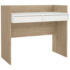 Scrivania lineare rovere e bianca 102x55cm con 2 cassetti - Antillo