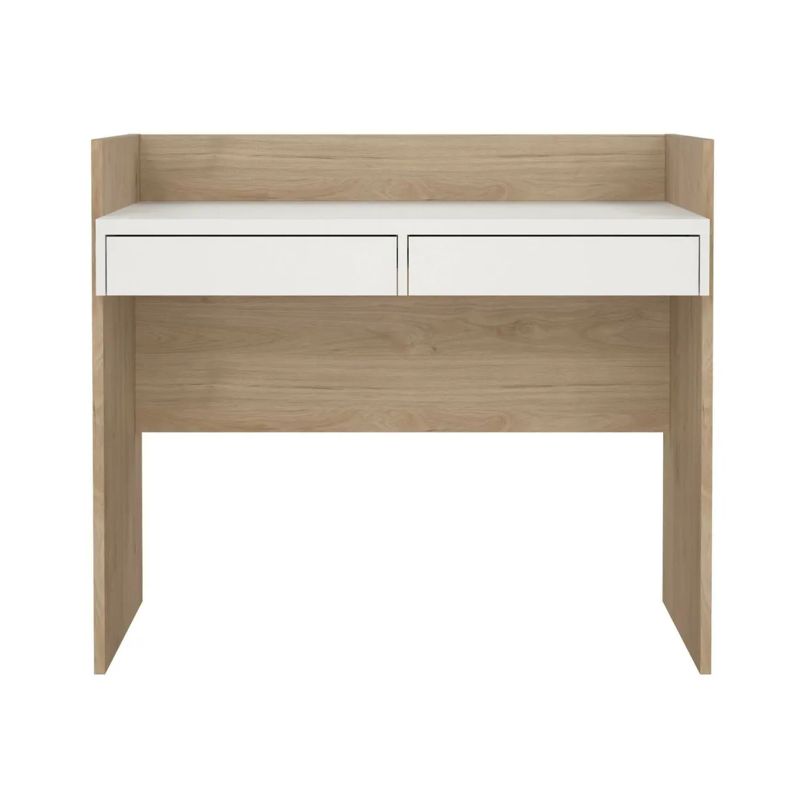 Scrivania lineare rovere e bianca 102x55cm con 2 cassetti - Antillo