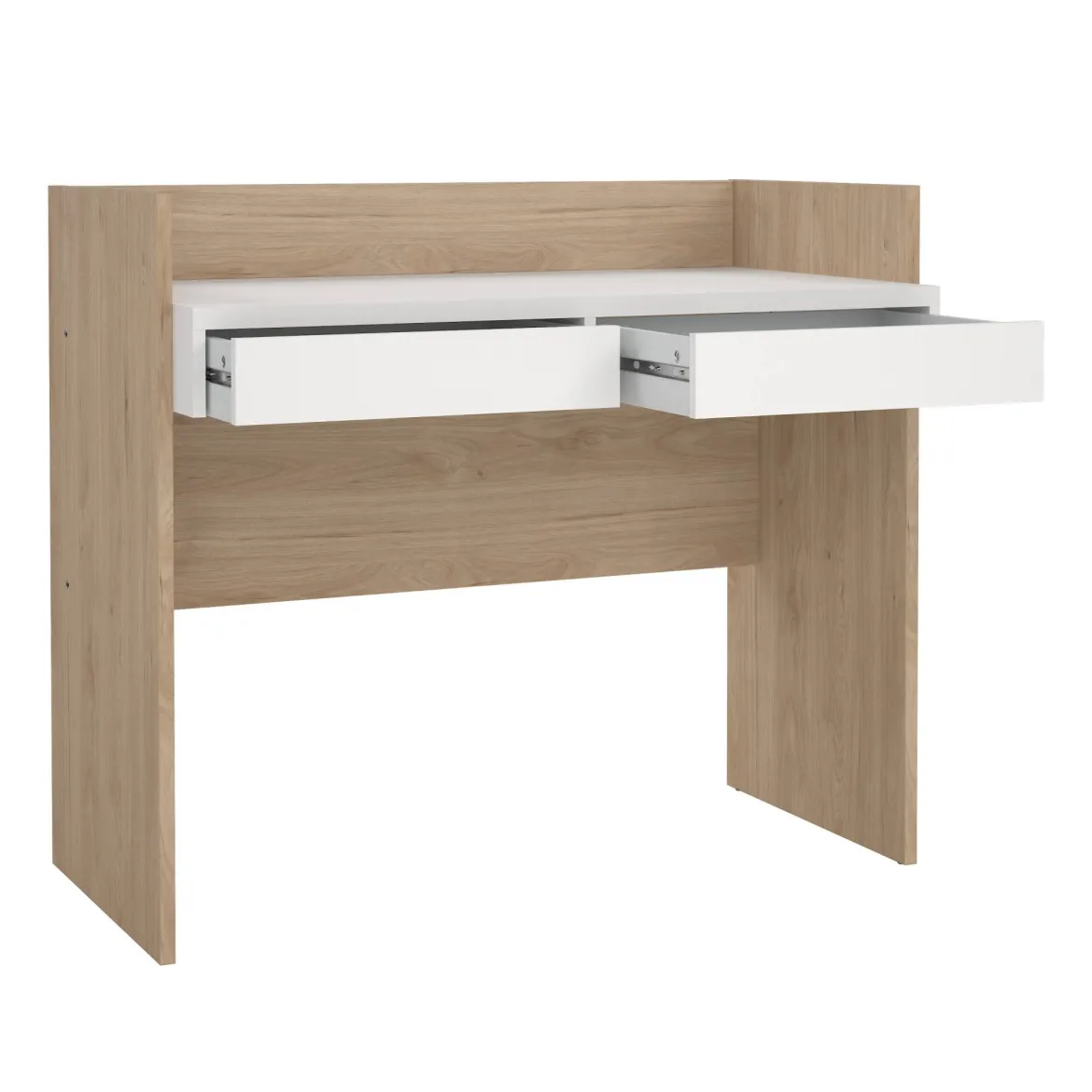 Scrivania lineare rovere e bianca 102x55cm con 2 cassetti - Antillo