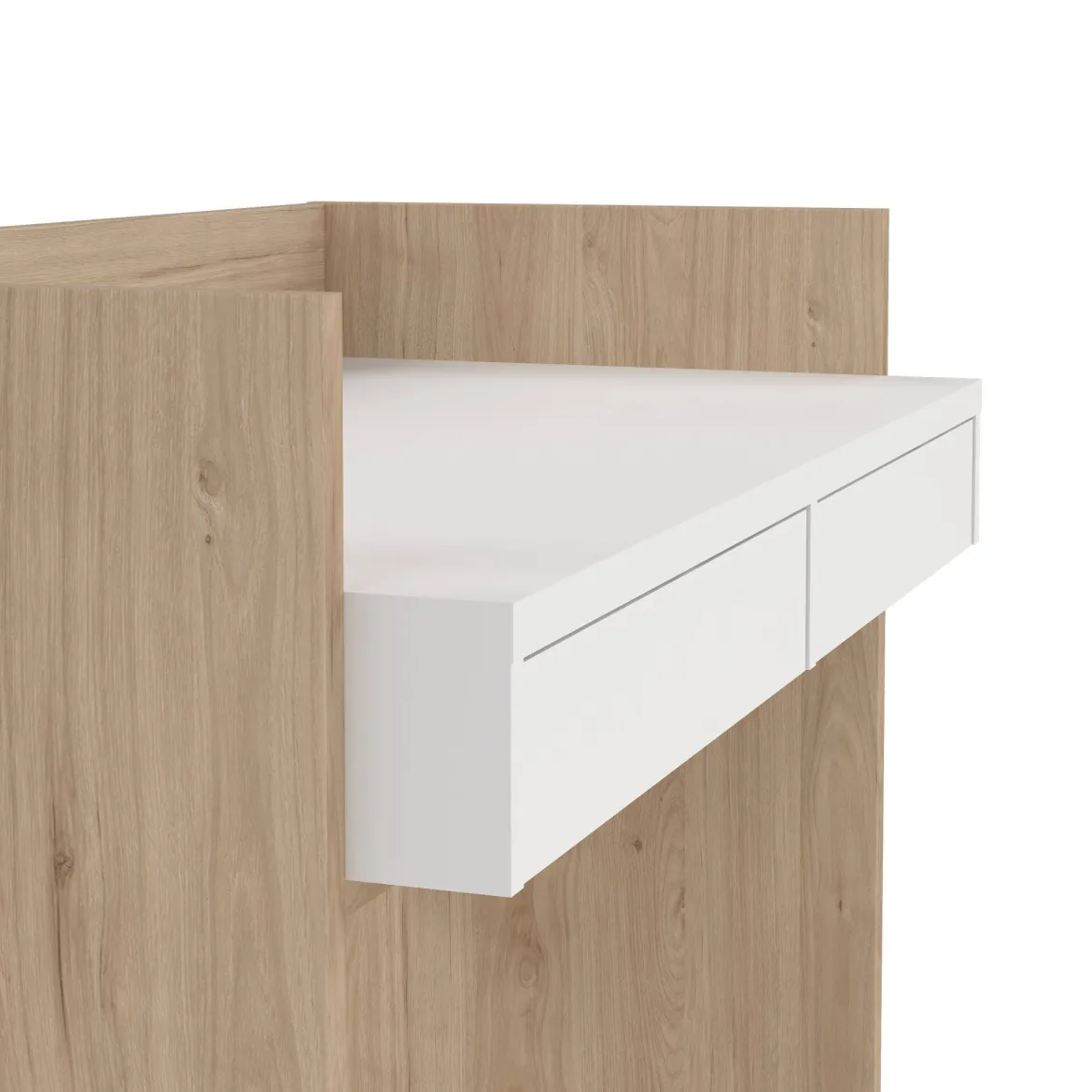 Scrivania lineare rovere e bianca 102x55cm con 2 cassetti - Antillo