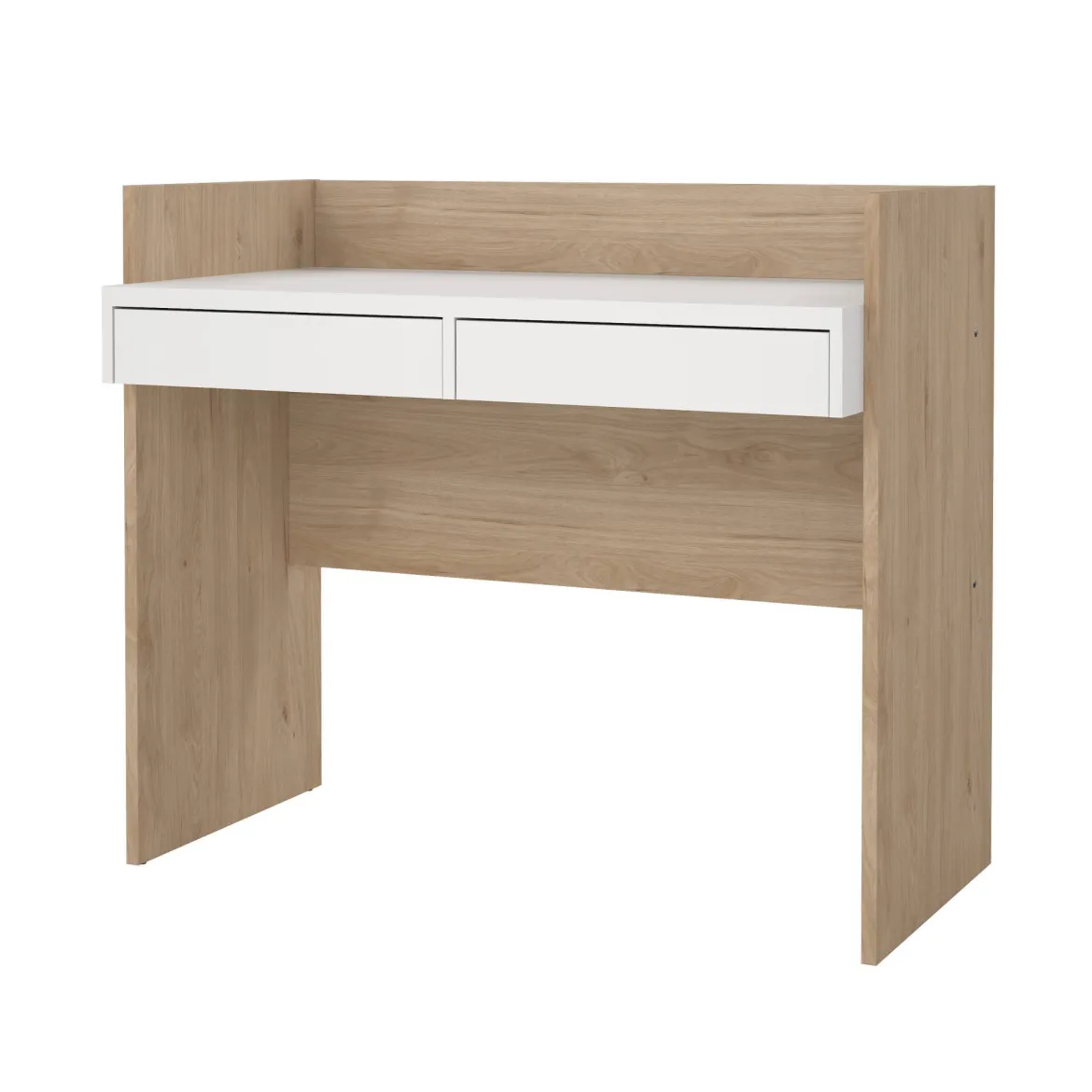Scrivania lineare rovere e bianca 102x55cm con 2 cassetti - Antillo