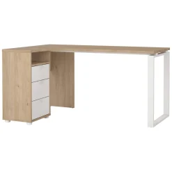 Scrivania lineare rovere e bianca 184x79cm con libreria - Etienne