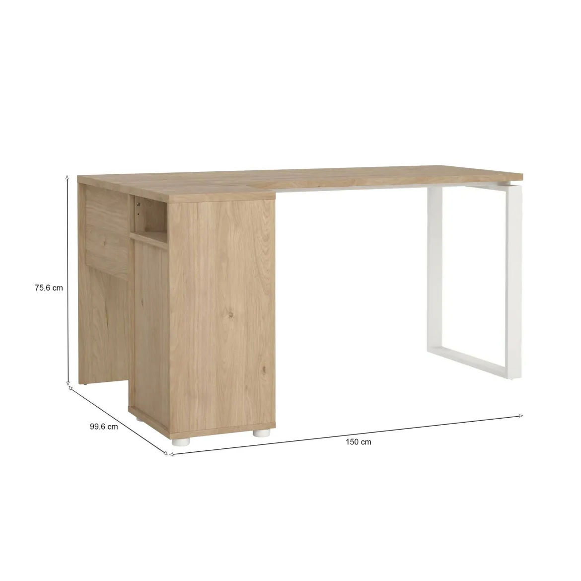 Scrivania lineare rovere e bianca 184x79cm con libreria - Etienne