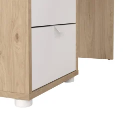 Scrivania lineare rovere e bianca 184x79cm con libreria - Etienne