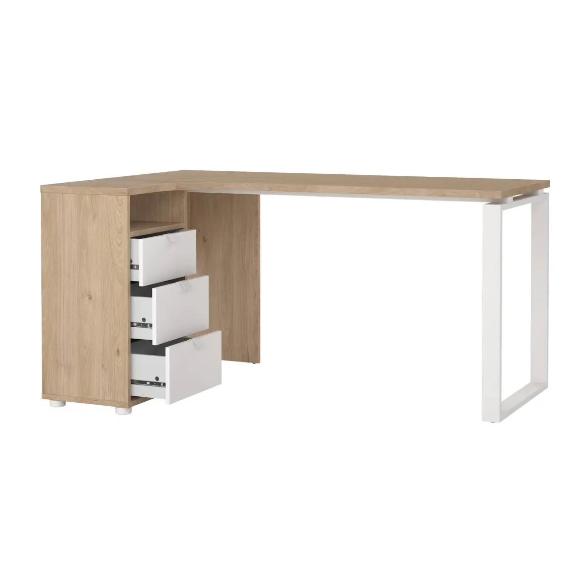 Scrivania lineare rovere e bianca 184x79cm con libreria - Etienne