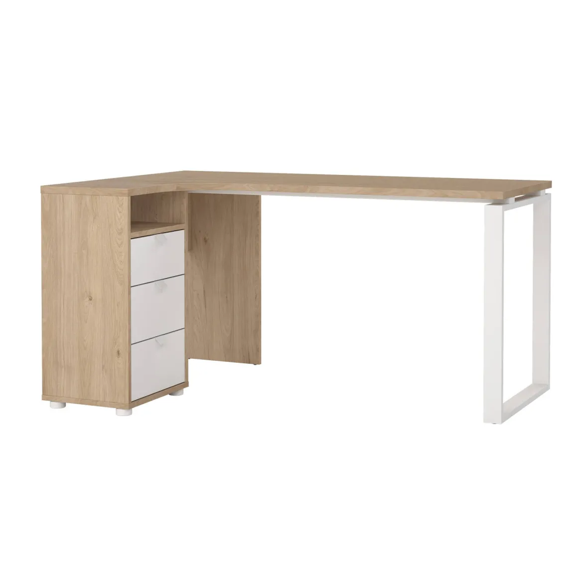 Scrivania lineare rovere e bianca 184x79cm con libreria - Etienne