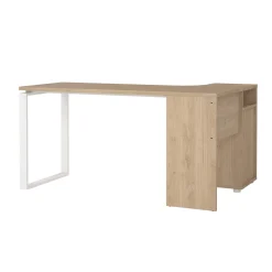 Scrivania lineare rovere e bianca 184x79cm con libreria - Etienne
