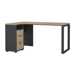 Scrivania lineare rovere e grigia 150x99cm con 3 cassetti - Medard