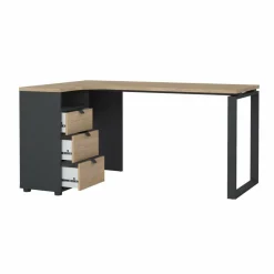 Scrivania lineare rovere e grigia 150x99cm con 3 cassetti - Medard