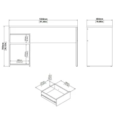 Scrivania lineare rovere e nera 130x48cm con 1 cassetto - Mele