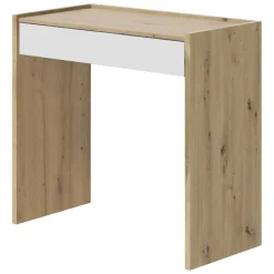 Scrivania lineare rovere nodi e bianca 81x40cm con 1 cassetto - Akaba