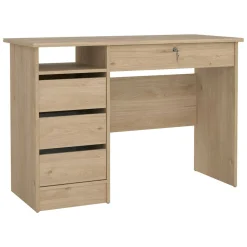 Scrivania lineare rovere 109x48cm con 3 cassetti - Franklin