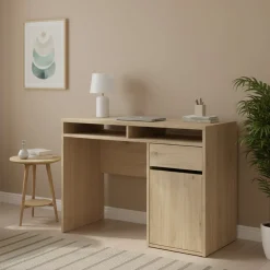 Scrivania lineare rovere 110x48cm con 1 cassetto - Abbadu