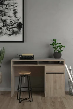 Scrivania lineare rovere 110x48cm con 3 cassetti - Huaning