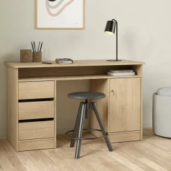 Scrivania lineare rovere 126x55cm con 3 cassetti - Shanshan