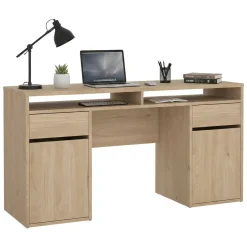 Scrivania lineare rovere 149x48cm con 2 cassetti - Leepi