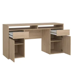 Scrivania lineare rovere 149x48cm con 2 cassetti - Leepi