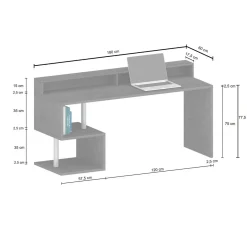 Scrivania lineare rovere 180x60cm con supporto computer - Arre