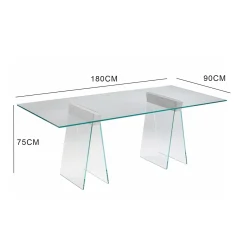 Scrivania lineare trasparente 180x90cm piano in vetro - Asfelj