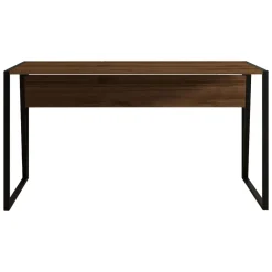 Scrivania Marrone Noce Nero un Ripiano Sfumatura Colore Ripiano Noce 140x70x74h cm, Colore Struttura Nero - Frascati
