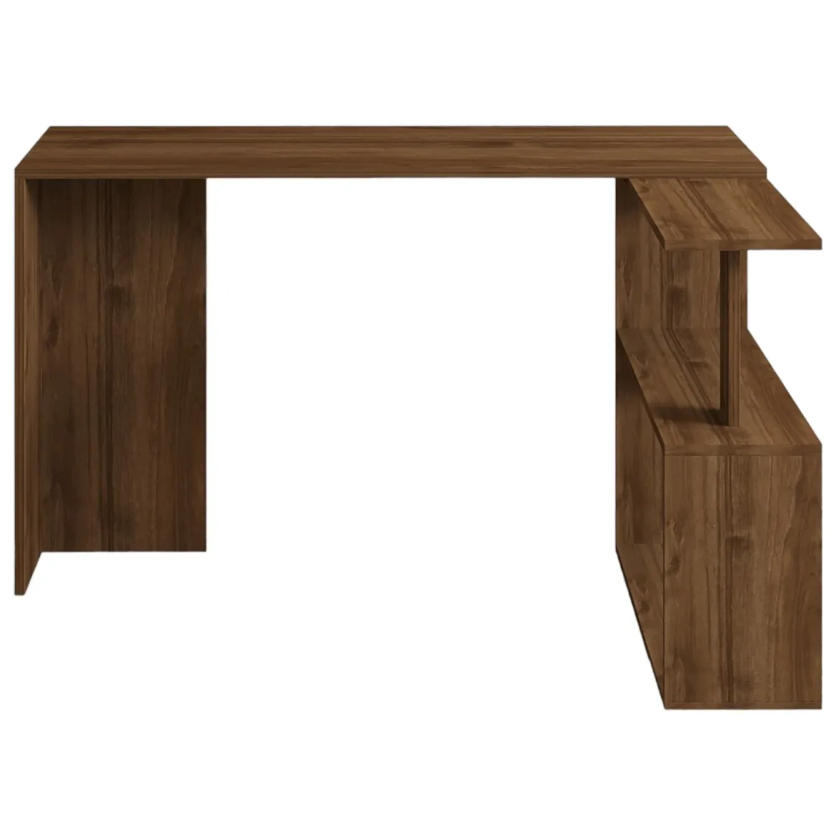 Scrivania Marrone Noce 2 Ripiani Angolare 130x50x74h cm, 2 Vani - Fibreno