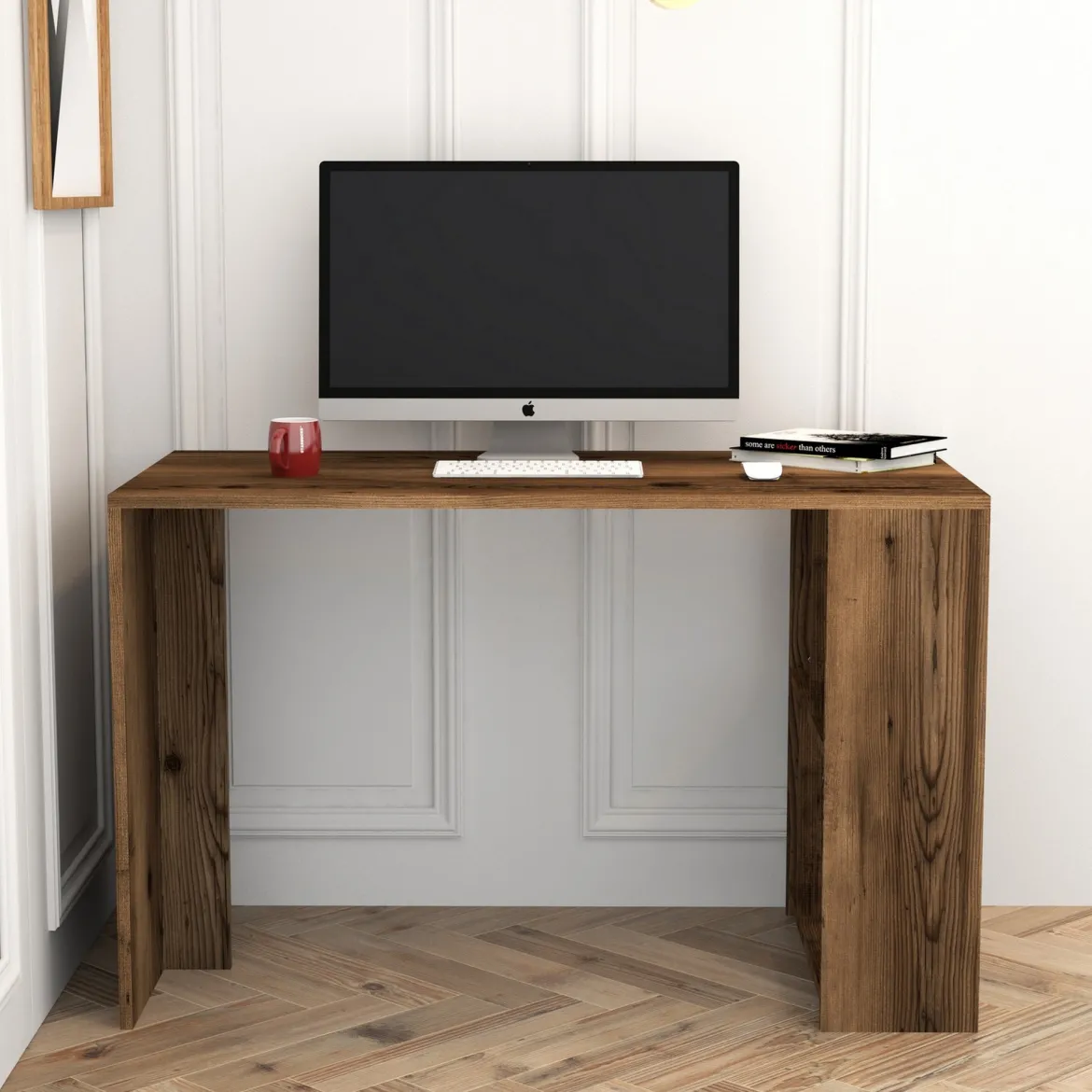 Scrivania Marrone Noce 3 Ripiani 4 Vani 120x60x75h cm, Colore Ripiano Marrone - Corfinio