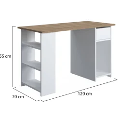Scrivania Marrone Quercia un Cassetto 2 Ripiani 120x73x54.8h cm, 4 Vani