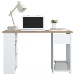 Scrivania Marrone Quercia un Cassetto 2 Ripiani 120x73x54.8h cm, 4 Vani