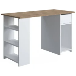 Scrivania Marrone Quercia un Cassetto 2 Ripiani 120x73x54.8h cm, 4 Vani