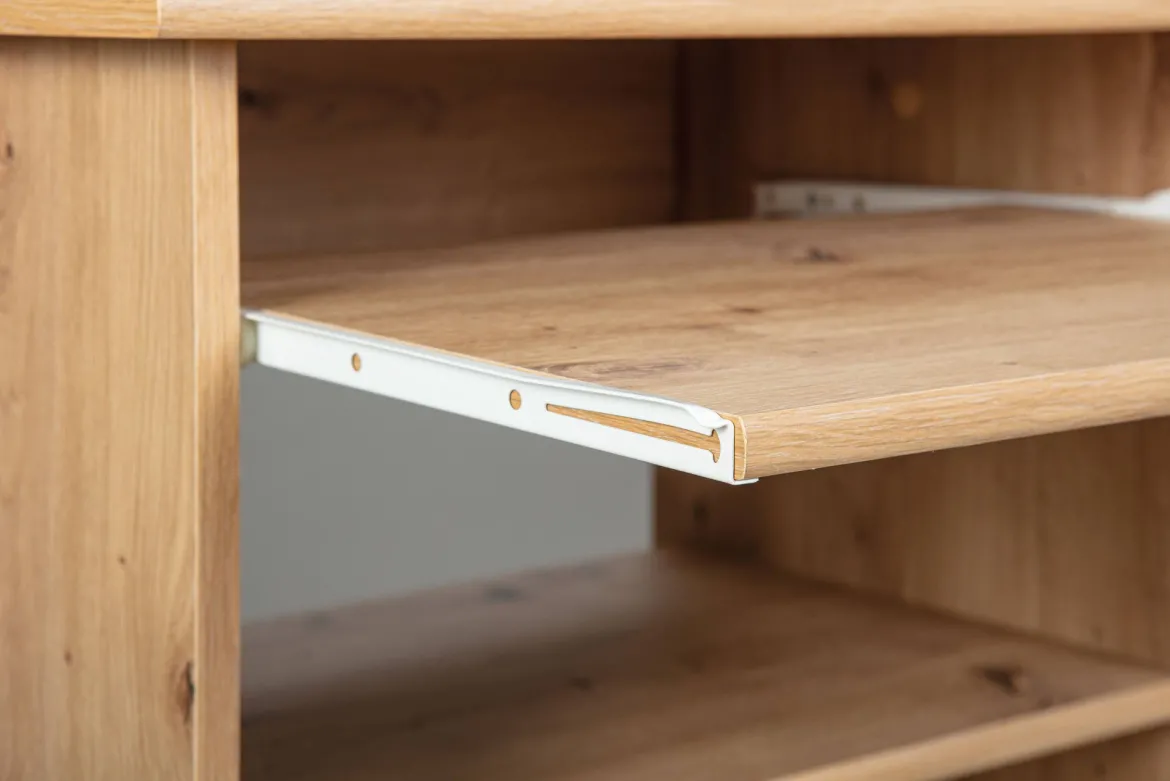 Scrivania Marrone Quercia un Vano Supporto pc 80x50x75h cm, Materiale Piano in Legno Massello - Mezzo