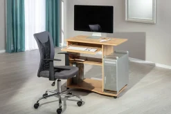 Scrivania Marrone Quercia un Vano Supporto pc 80x50x75h cm, Materiale Piano in Legno Massello - Mezzo