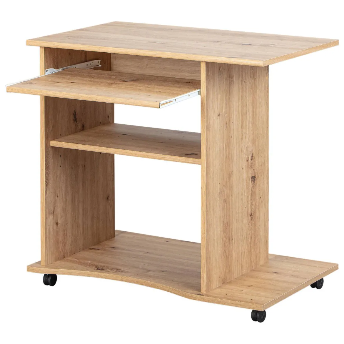 Scrivania Marrone Quercia un Vano Supporto pc 80x50x75h cm, Materiale Piano in Legno Massello - Mezzo