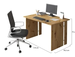 Scrivania Marrone Rovere Modulabile Fori Passacavi 150x78.2x75h cm, Colore Ripiano Marrone - Zibello
