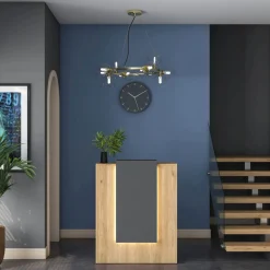 Scrivania Marrone Rovere Nero un Ripiano Sfumatura Colore Ripiano Rovere 112x60x79h cm, Colore Struttura Nero - Chietino